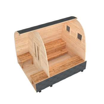 Preview: Fasssauna / Gartensauna / Banja / Viking 3,0 m mit Balkon